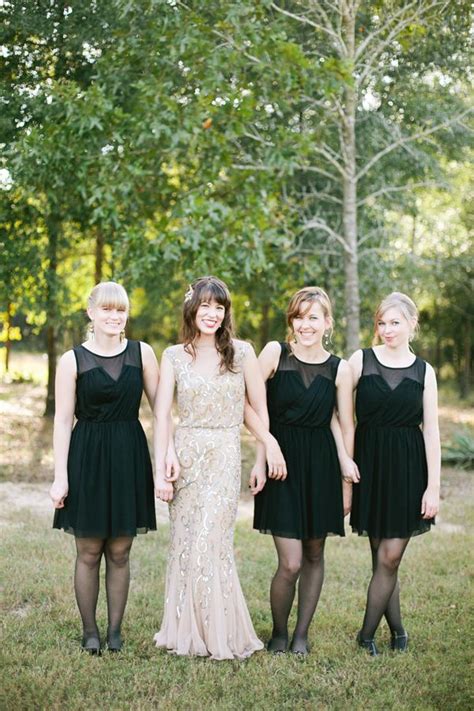 Black Dresses Black Tights For Bridesmaids Wedding Ideas
