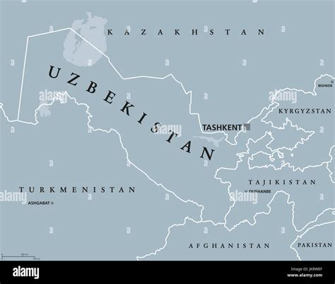 Uzbekistan Political Map With Capital Tashkent And International