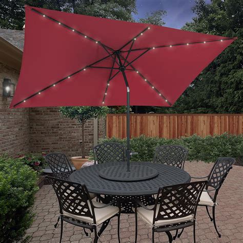 Best Rectangular Patio Umbrella With Solar Lights Outsidemodern