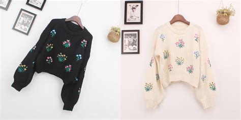 Cozy Embroidered Flower Sweater On Storenvy