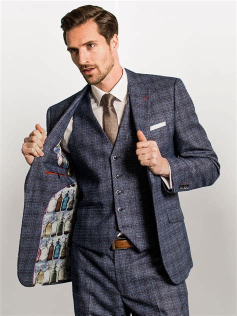 If the suit does not fit you because of our fault, we will refund all your money or remake a new suit for you, and meantime you need return the suit to us. OneSix5ive Luxury Blue Check Three Piece Slim Fit Suit ...