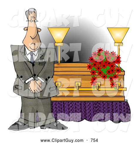 Clip Art Of A Funeral Director Man Standing Beside A Casket By Djart 754