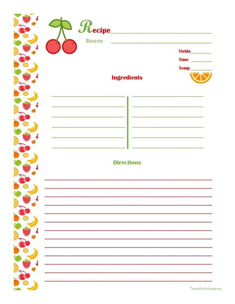 Free Editable Recipe Templates For Microsoft Word Templates Printable