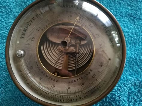 Baromètre Holostérique Naudet 1860 Avec Thermomètre Centigrade à Boule