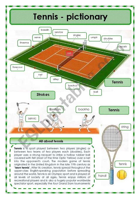 Tennis Vocabulary Worksheet Tennis Terms Word Search Worksheet And