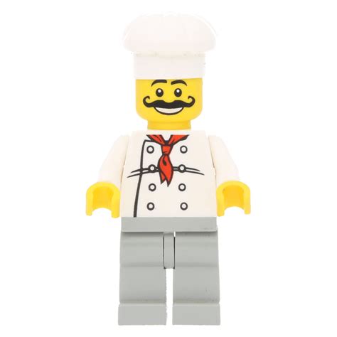 Lego Minifigur Chef010 Chef White Torso With 8 Buttons Light Gray
