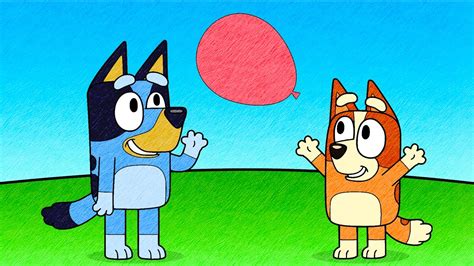 Bluey And Bingo Playing Keepy Uppy Together Coloring Page Bluey