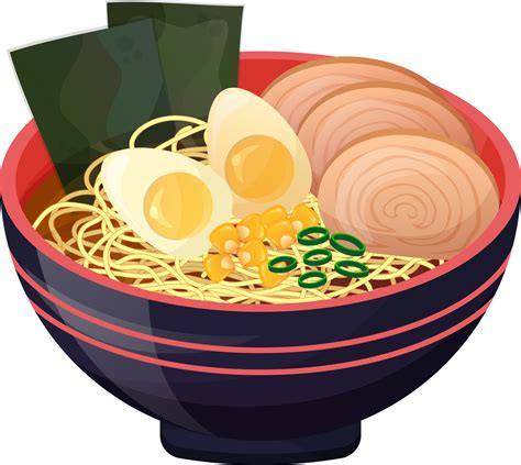 Ramen With Egg Japanese Noodle Food Colorful Illustration On