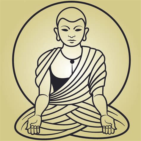 Line Art Buddhist Monk Vector Download