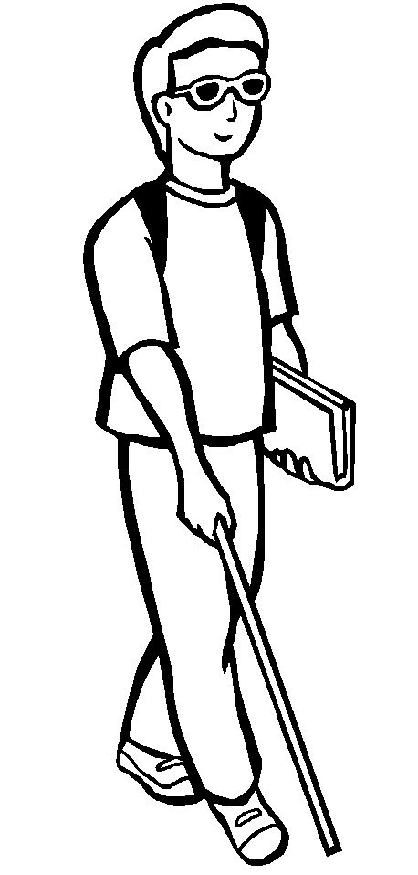 Blind Man Coloring Pages Man Clipart Doodle People
