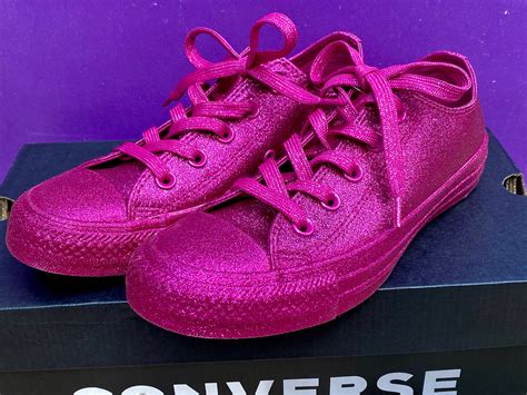 Converse Chuck Taylor Allstar Fuchsiahot Pink Full Glitter Sneakers Etsy