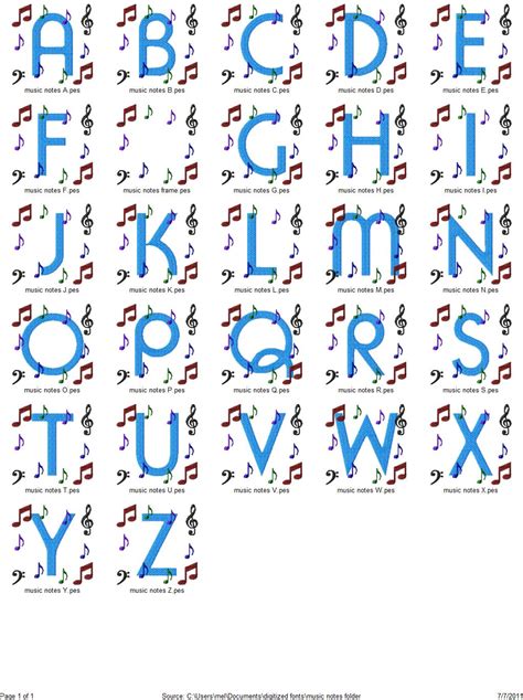 Music Notes Monogram Font Design Sew Fun Fonts
