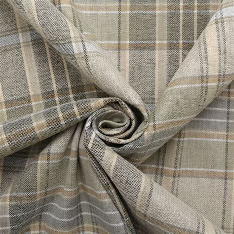 Designer Discount Linen Look Tartan Check Plaid Curtain Upholstery