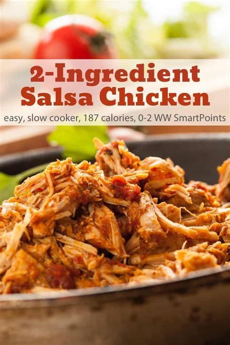 Easy 2 Ingredient Slow Cooker Salsa Chicken