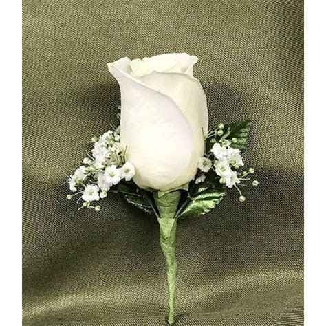 White Rose Boutonniere Wbabies Breath Plainfield Florist 1017 E Main