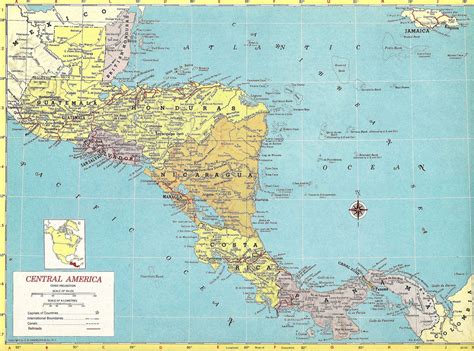 Central America Large Map Print Wall Decor Atlas Art