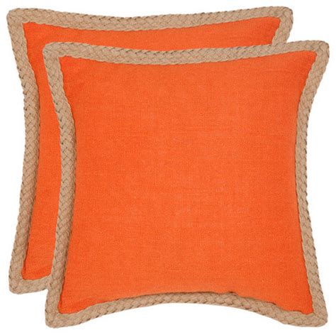Sweet Sorona 18 Inch Orange Decorative Pillows Set Of Two Modern
