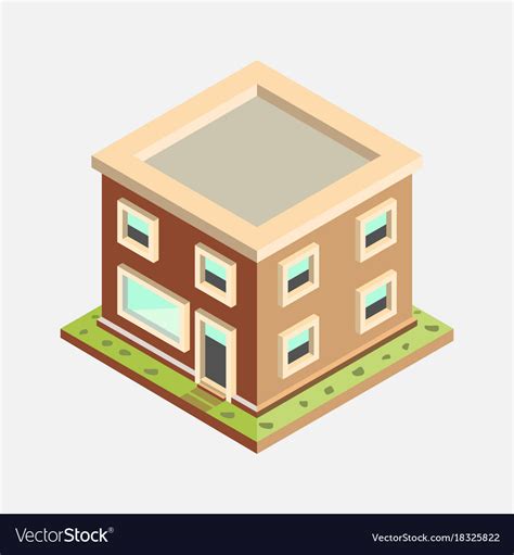 Flat 3d Isometric House Royalty Free Vector Image