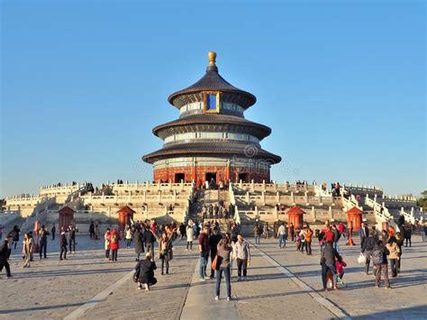 The Temple Of Heaven With Tourists In Beijing China Editorial