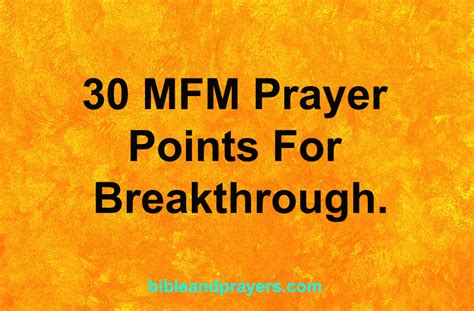 30 Mfm Prayer Points For Breakthrough