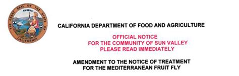 In 2018, he became an associate biosystematist at the plant pest diagnostics center/california state collection of arthropods, california department of food and fred, who passed away april 16, 2019, spent 32 years as an entomologist at the california department of food & agriculture. Medfly Amendment to the Notice of Treatment for the ...