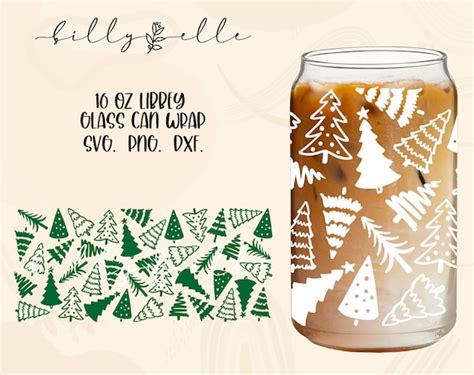 Christmas Trees Libbey Glass Can Wrap Digital Download Svg Etsy