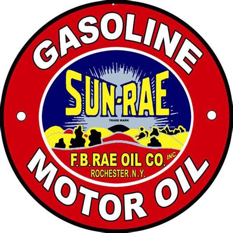 Sun Rae Gasoline Motor Oil Aged Style Aluminum Metal Sign 3 Sizes
