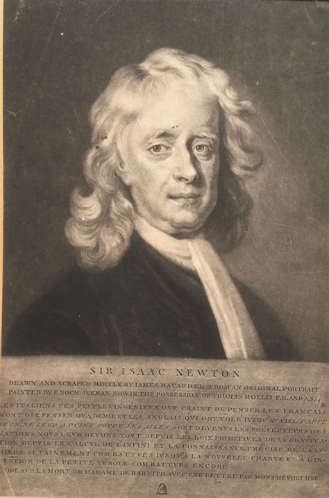 18th Century Mezzotint Portrait Of Sir Isaac Newton 1643 1727