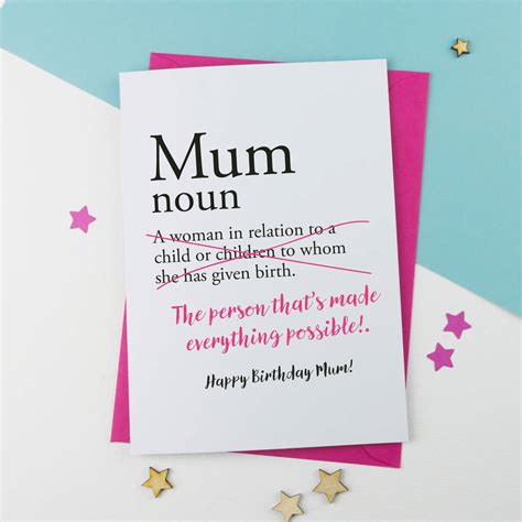 Gifting a hanging box sign with a meaningful quote to your mom on her birthday will make her feel loved and happy. Mum Personalised Birthday Card By A Is For Alphabet ...