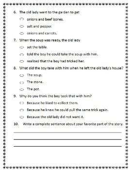 A growing collection of english reading comprehension exercises. Comprehension Test: Stone Soup - First or Second Grade | TpT