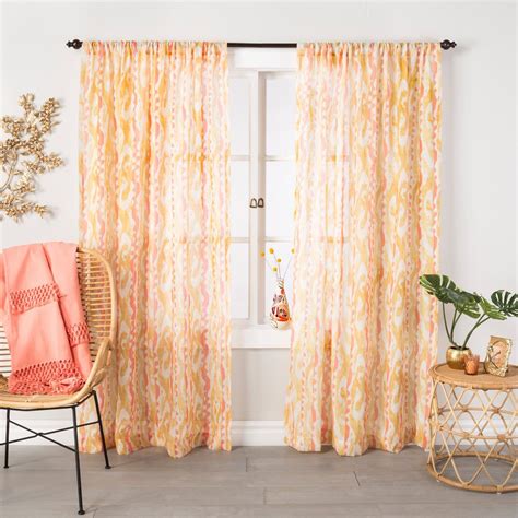 Shop from the world's largest selection and best deals for large velvet curtains. Ikat Sheer Curtain Panel Amber Yellow - Opalhouse™ | Sheer ...
