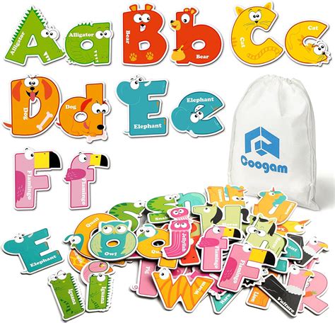 Coogam Jumbo Magnetic Letters Set 52pcs Abc Alphabet Colorful A Z