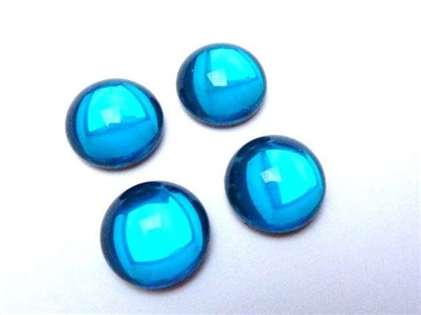 4 Cabochons Glass Ø15mm Turquoise Round Etsy Turquoise Cabochon