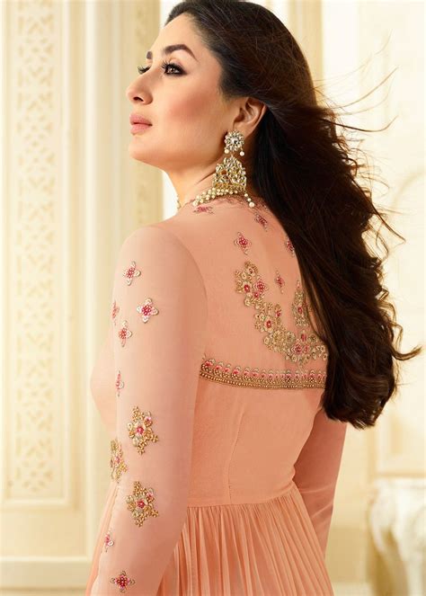 Kareena Kapoor Peach Abaya Style Salwar Suit In Georgette Festive Fancy