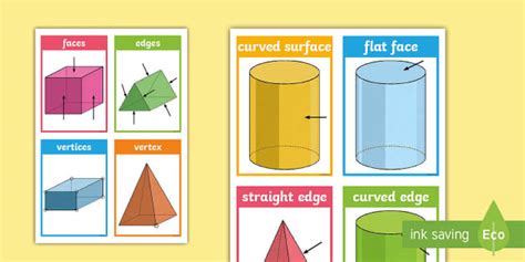 Properties Of 3d Shapes Flashcards Teacher Made Twinkl