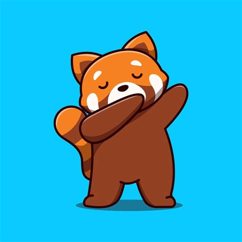Cute Red Panda Dabbing Pose Cartoon Icon Illustration 8288740 Vector