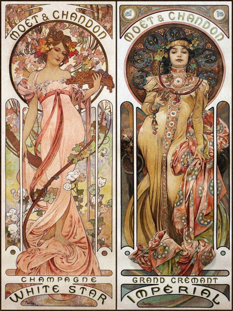 Moet And Chandon Vintage Art Nouveau Alfons Mucha Reprodukce