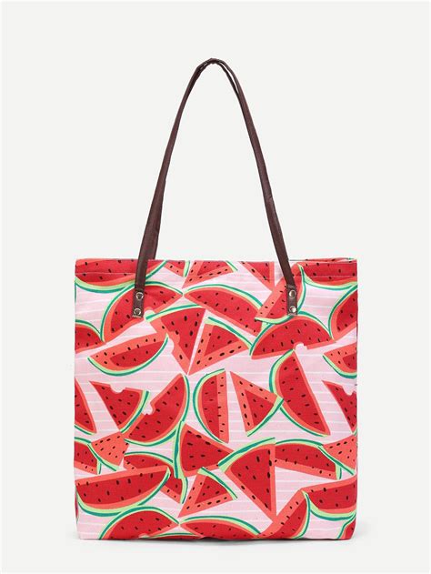 Watermelon Print Canvas Combination Bag Sheinsheinside