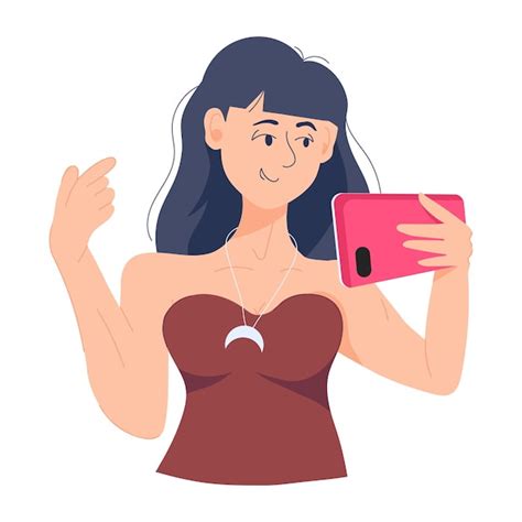 premium vector modern flat illustration of taking selfie