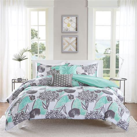Intelligent Design Lily Aqua Comforter Set Aqua Bedding Floral