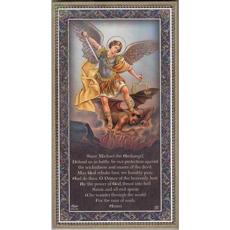 Gold Foiled Wood Prayer Plaque Saint Michael Crafted In Italy
