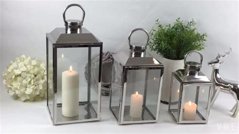 Outdoor Set Of 3 Iron Shiny Color Silver Garden Candle Holder Lantern