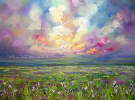 Colourful Prairie And Big Sky Abstract Landscape Painting