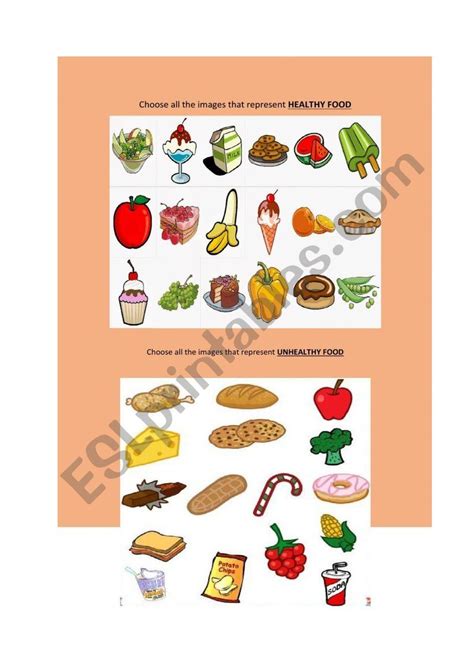 Healthy And Unhealthy Food Esl Worksheet By Amel763