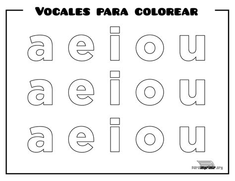 Vocales Para Colorear Y Para Imprimir Tarjetas Para Imprimir