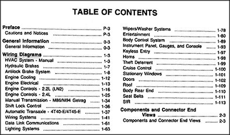 2001 Cavalier & Sunfire Wiring Diagram Original