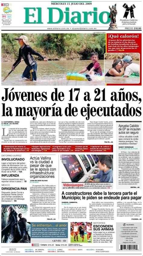 Periódico El Diario Juarez México Periódicos De México Edición De