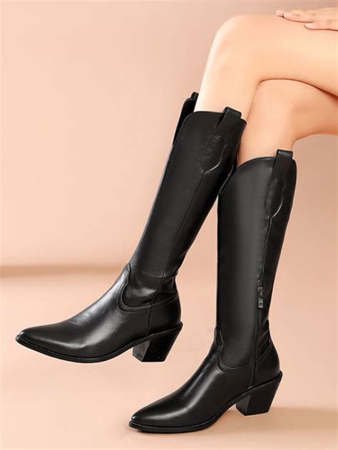 Bottes Au Genou Cuissardes Beiges Hautes Femme En Cuir Synthétique Avec Bout Pointu à Style De