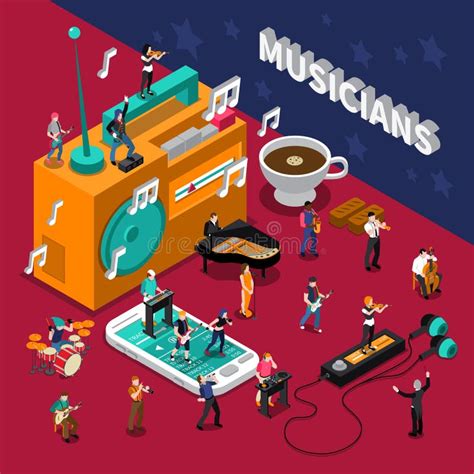 Musicians People Isometric Composition Stock Vector Illustration Of