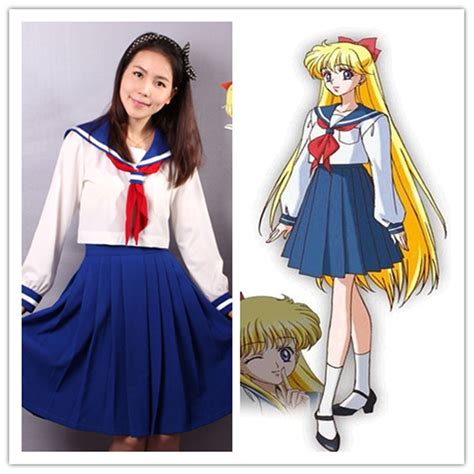 Sailor Moon Cosplay Costume Sailor Venus School Uniform Dress